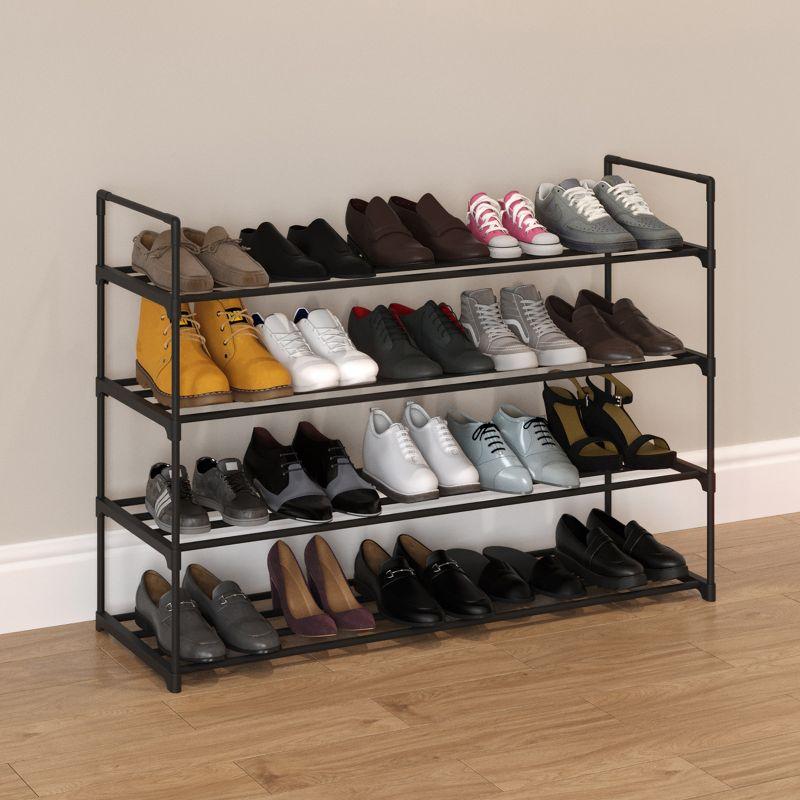 Home-Complete 4-Tier Shoe Rack for 20 Pairs, Black