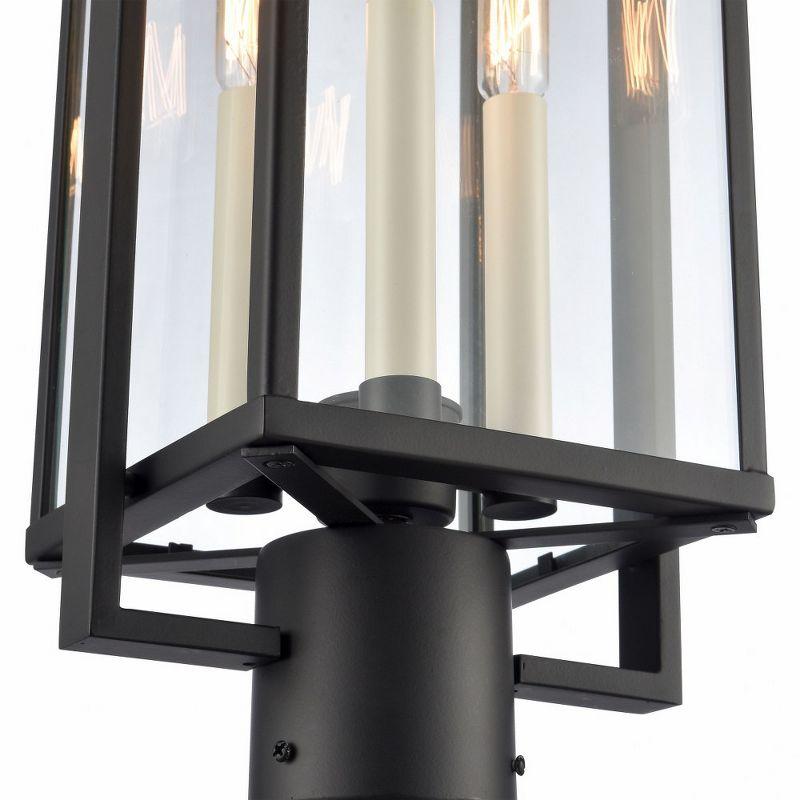 Gladwyn Matte Black 3-Light Outdoor Post Lantern with Clear Glass