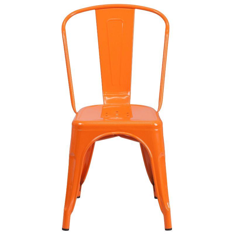 Emma and Oliver Commercial Grade Orange Metal Indoor-Outdoor Stackable Chair