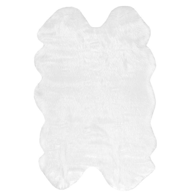 White Faux Sheepskin Shag Rectangular Area Rug