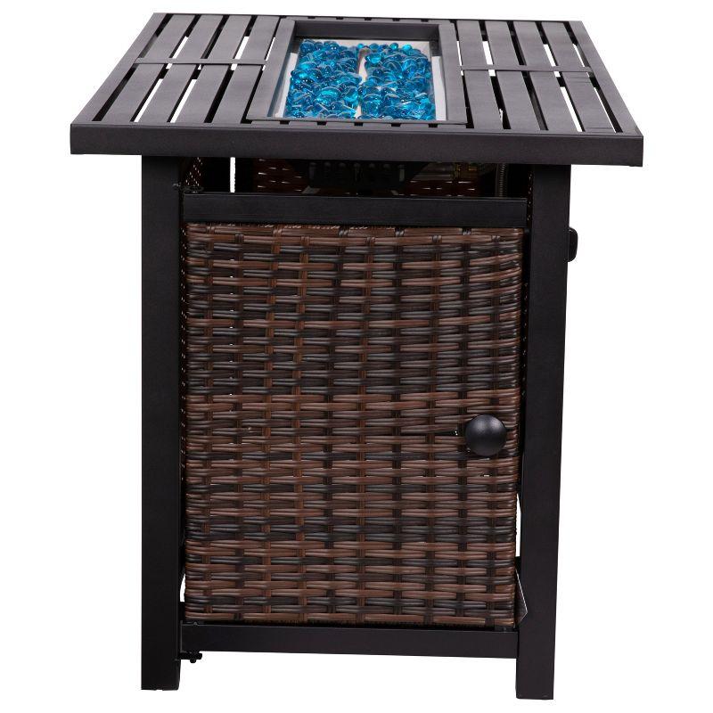 Flash Furniture Outdoor 50,000 BTU Fire Table with Steel Top and Wicker Base-Black/Espresso