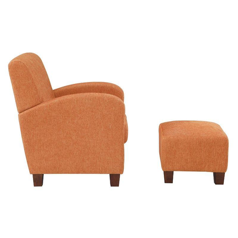 Aiden Chair and Ottoman Herringbone Orange - OSP Home Furnishings: Upholstered Club Set, No Tools Assembly