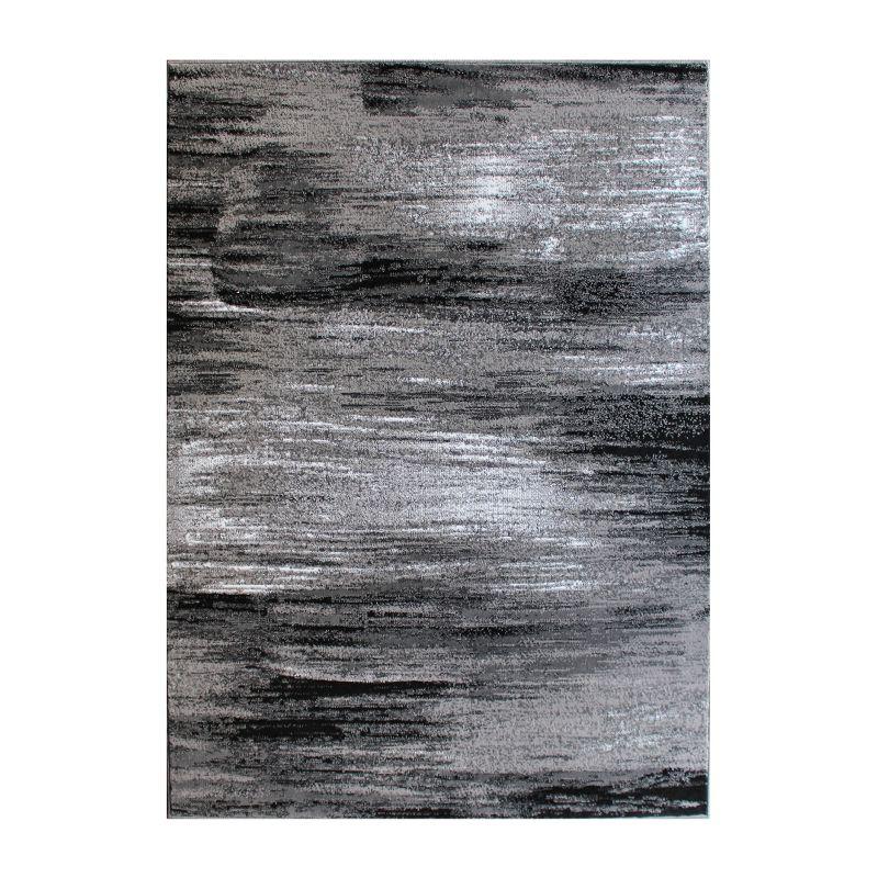 Gray and Black Tufted Rectangular 8' x 10' Synthetic Area Rug