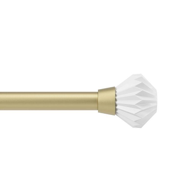 Gold Adjustable Single Curtain Rod with Pleated Finial, 42-120"