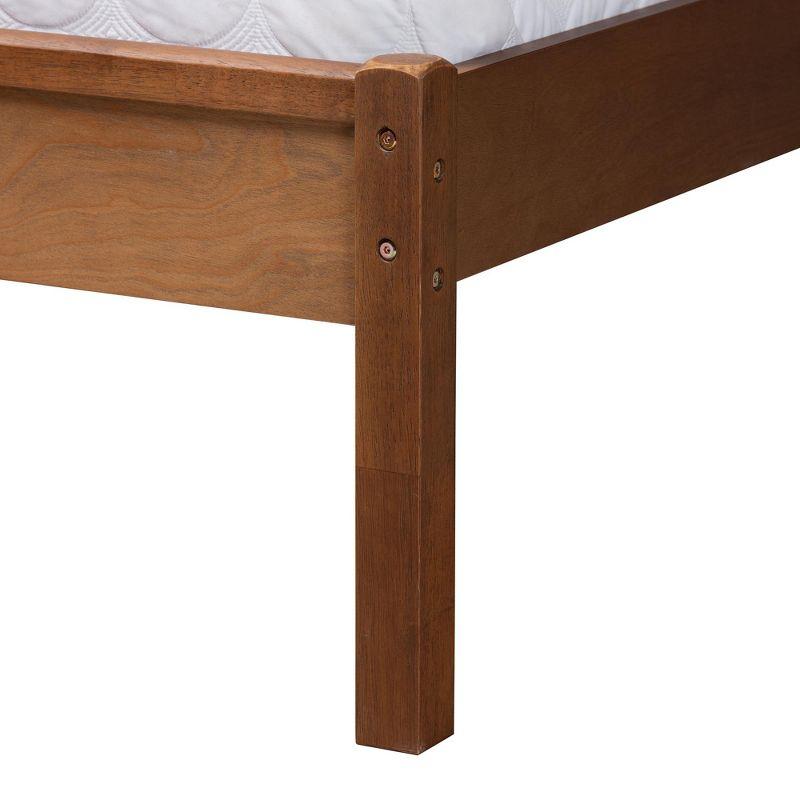 Baxton Studio Blossom Classic and Traditional Ash Walnut Finished Wood and Rattan Queen Size Platform Bed