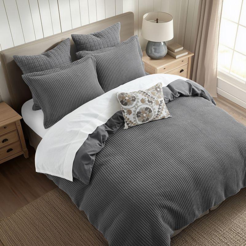 Mills Waffle Charcoal Twin Duvet Set - Levtex Home