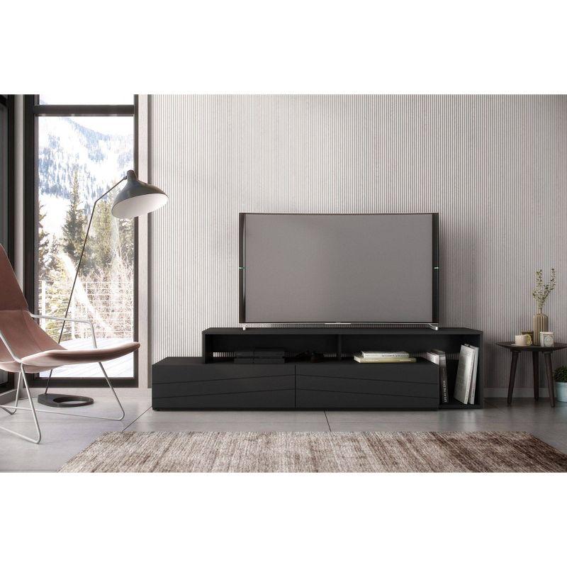Modern Contrasting Black 64.5" TV Stand with Storage Cabinet