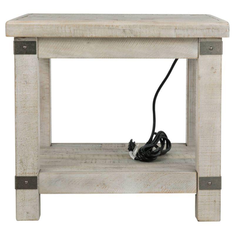 Carynhurst Rectangular End Table White - Signature Design by Ashley: Farmhouse Style, Distressed Finish, Storage Shelf