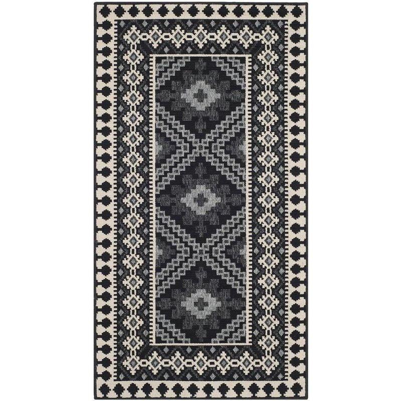 Veranda VER099 Power Loomed Indoor and Outdoor Accent Rug - Black/Creme - 2'7"x5' - Safavieh.