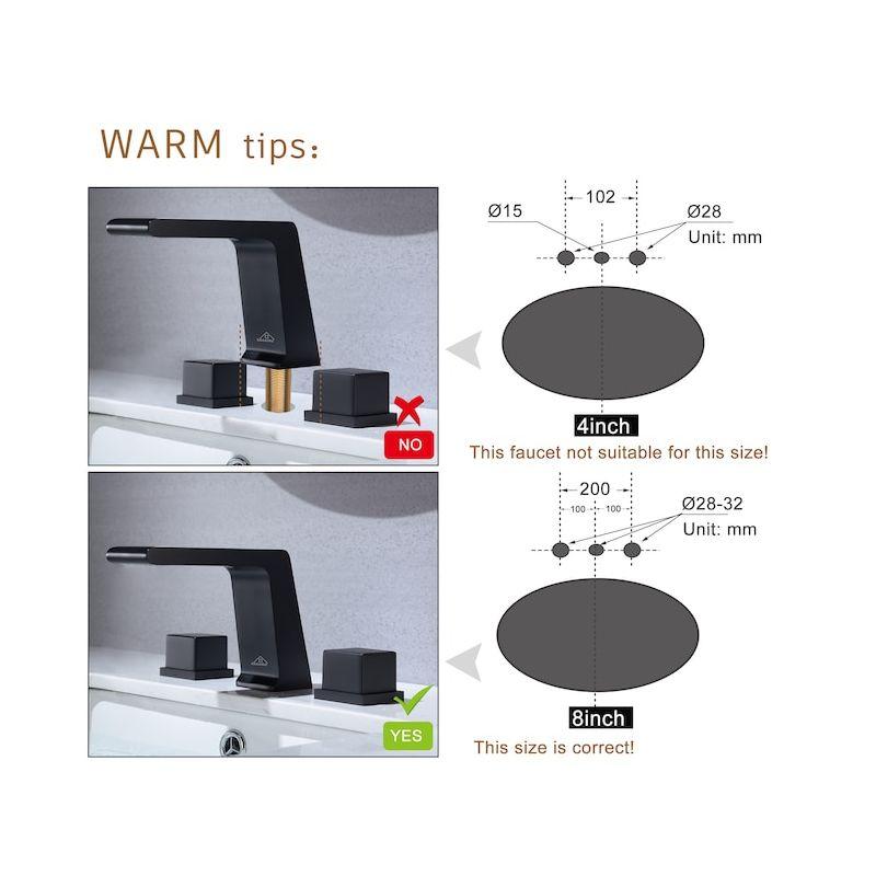 CASAINC Widespread Faucet 2-Handle Bathroom Faucet with 3 Holes and Pop Drain M1370-MB