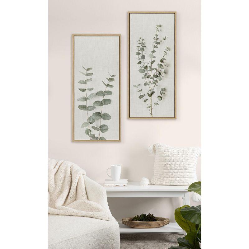 Kate and Laurel Sylvie Eucalyptus Botanical I Framed Canvas by The Creative Bunch Studio, 18x40, Natural