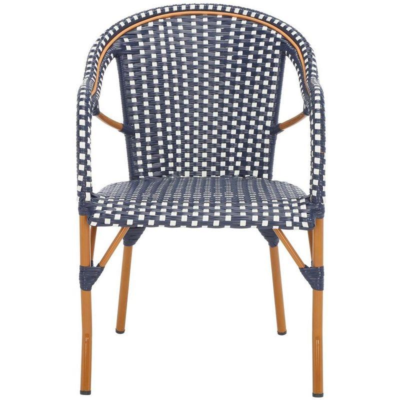 Navy and White Wicker Outdoor Armchair Set of 2