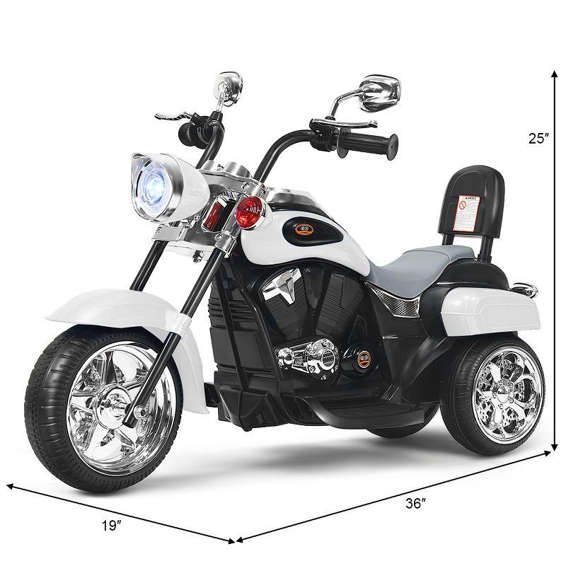 White 6V Kids Ride-On Chopper Motorcycle with Headlight