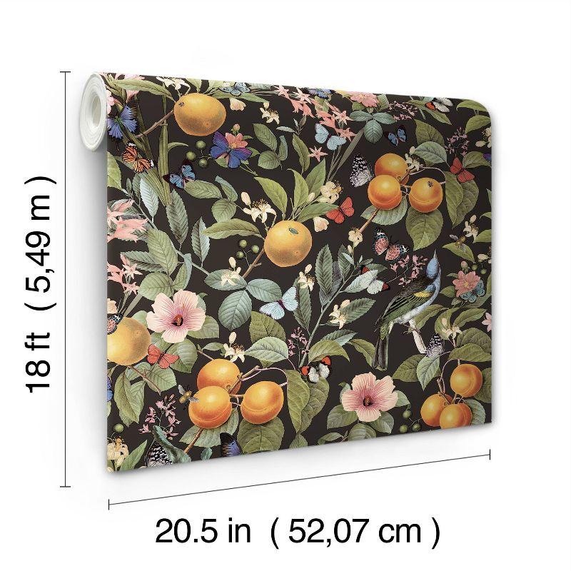 RoomMates Citrus Green Peel and Stick Wallpaper: Removable Adhesive Botanical Floral & Fruit Design, Farmhouse Style, 30.75 Sq Ft Coverage