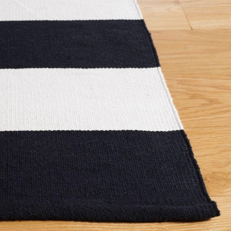 Black and Ivory Striped Cotton Runner Rug