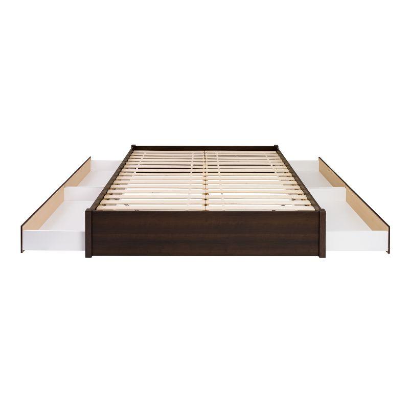 King Select 4-Post Platform Bed with 4 Drawers Espresso Brown - Prepac: Particle Board & MDF Construction, No Box Spring Needed