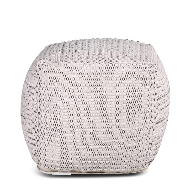 Hakim Square Handwoven Pouf Ivory - Steve Silver Co.: Wool & Cotton, No Assembly Required