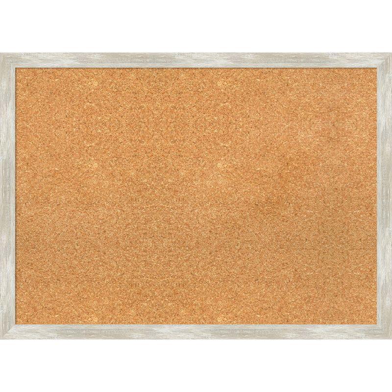 Natural Cork Board with Crackled Metallic Silver Frame