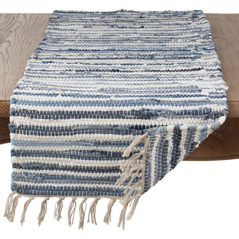 Striped Denim Chindi Cotton Dining Table Runner