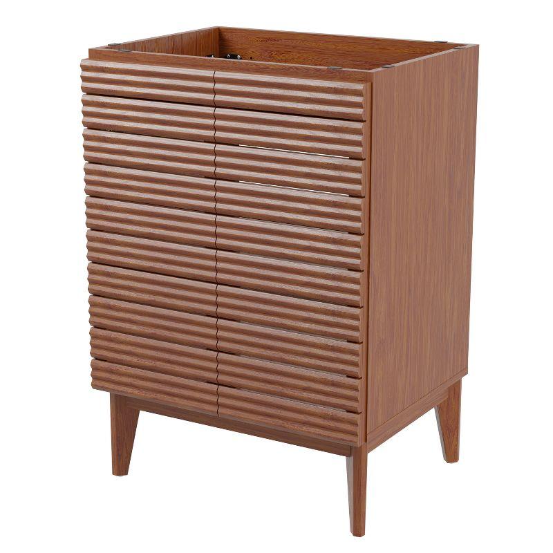 Calandre 24" Slat Modern Farmhouse 2-Shelf Bath Vanity Cabinet Only (Sink Basin not Included)