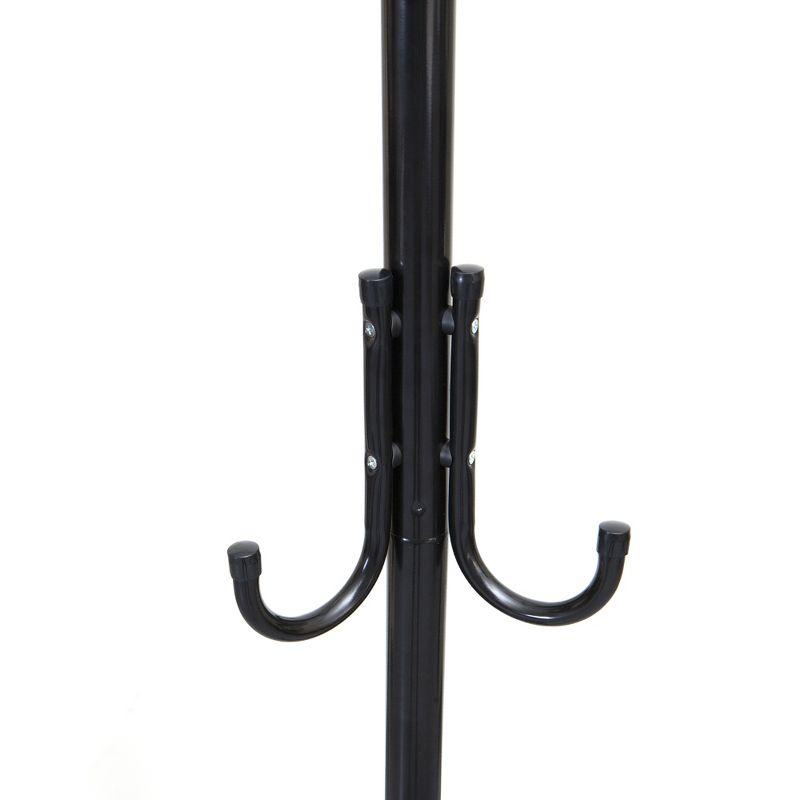 Black Metal 11-Hook Freestanding Coat Rack