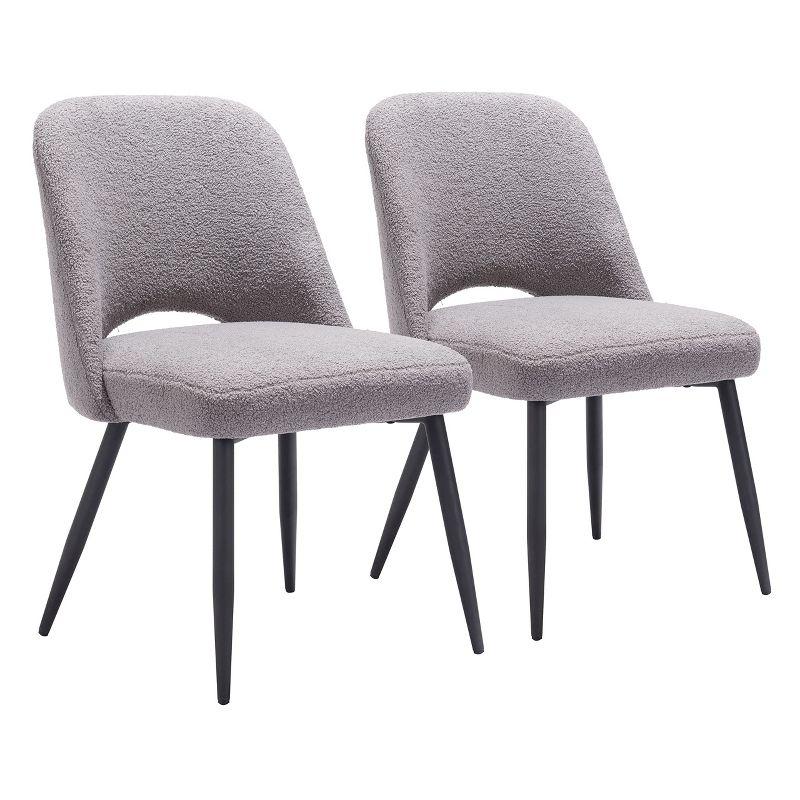 Gray Velvet Upholstered Side Chair with Metal Legs