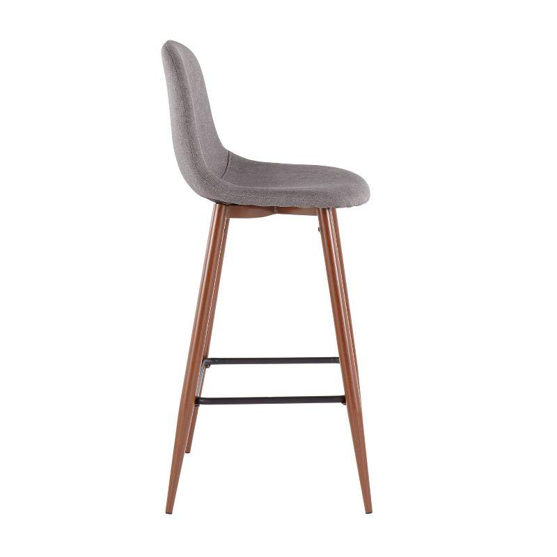 Set of 2 Pebble Mid-Century Modern Barstools Walnut/Charcoal: Steel Frame & Upholstered Seat - LumiSource