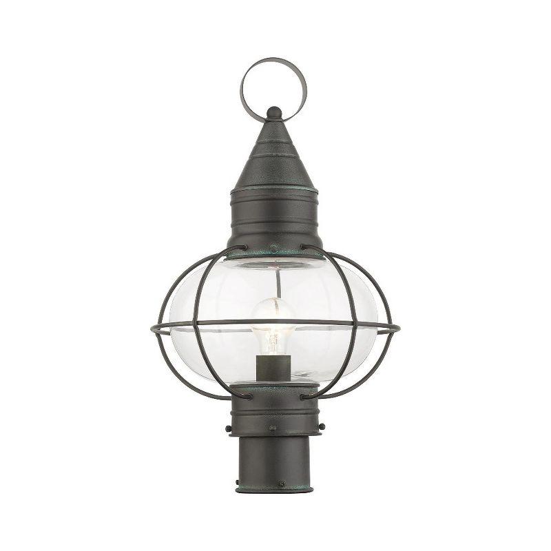 Charcoal Brass Nautical Outdoor Post Lantern with Clear Glass