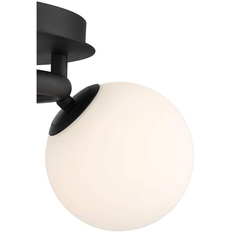 Possini Euro Design Jevan Modern Industrial Ceiling Light Semi Flush Mount Fixture 18" Wide Black 3-Light LED Globe White Glass for Bedroom Kitchen