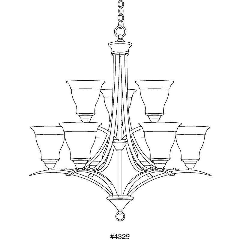 Progress Lighting Trinity 9-Light Two-Tier Chandelier, Brushed Nickel, Etched Glass Shades