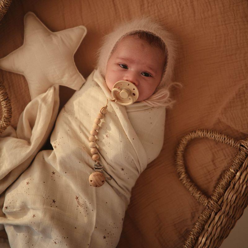 Organic Cotton Muslin Swaddle Blanket Natural Stripe One Size