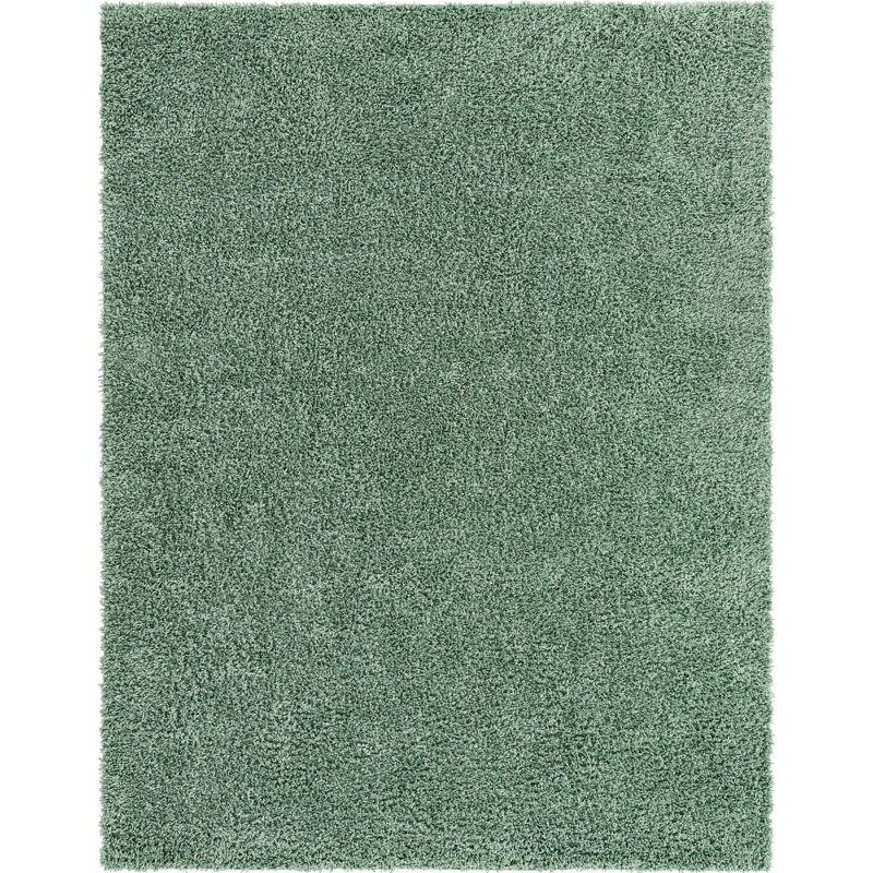 Sage Green Rectangular Shag Indoor Area Rug