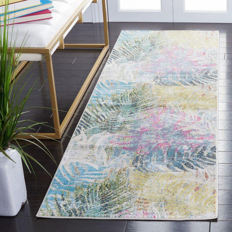 Blue & Green Floral Dream Runner Rug - Easy Care Synthetic