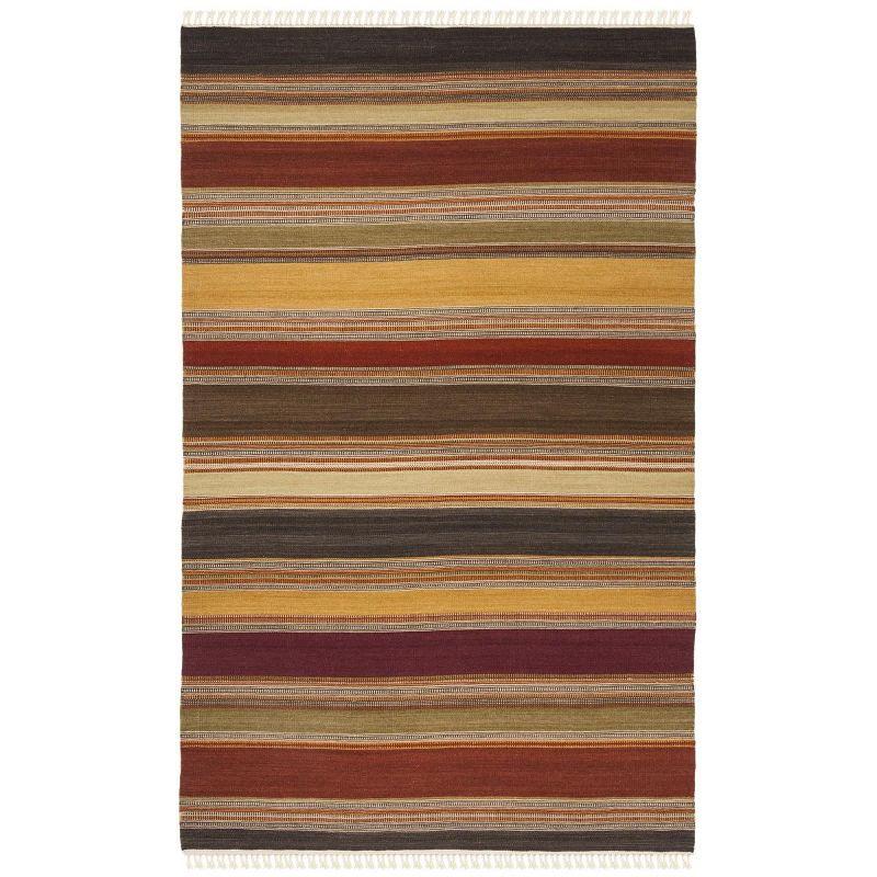 Striped Kilim STK315 Hand Woven Indoor Area Rug - Gold - 4'x6' - Safavieh.