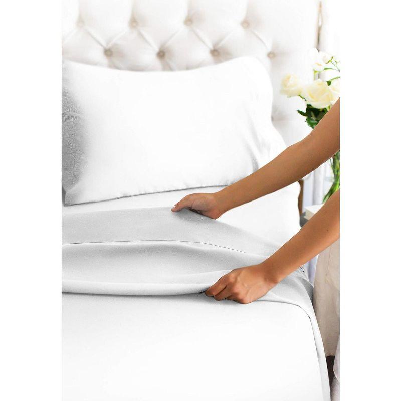 CGK Linens Luxury 1000 Thread Count 4 Piece Sheet Set - Soft & Premium 100% Cotton Sateen in White, Size Twin