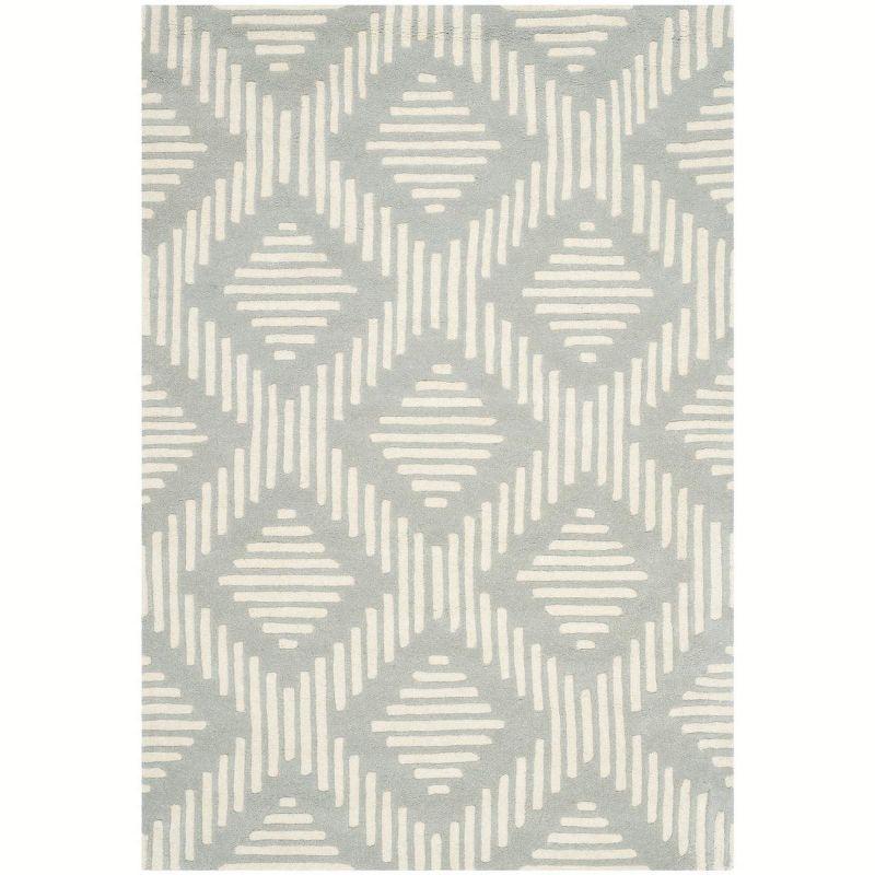 Ivory and Grey Hand-Tufted Wool Rectangular Area Rug