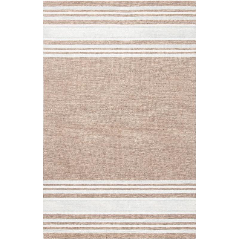 Ivory and Brown Hand-Tufted Wool Rectangular Rug