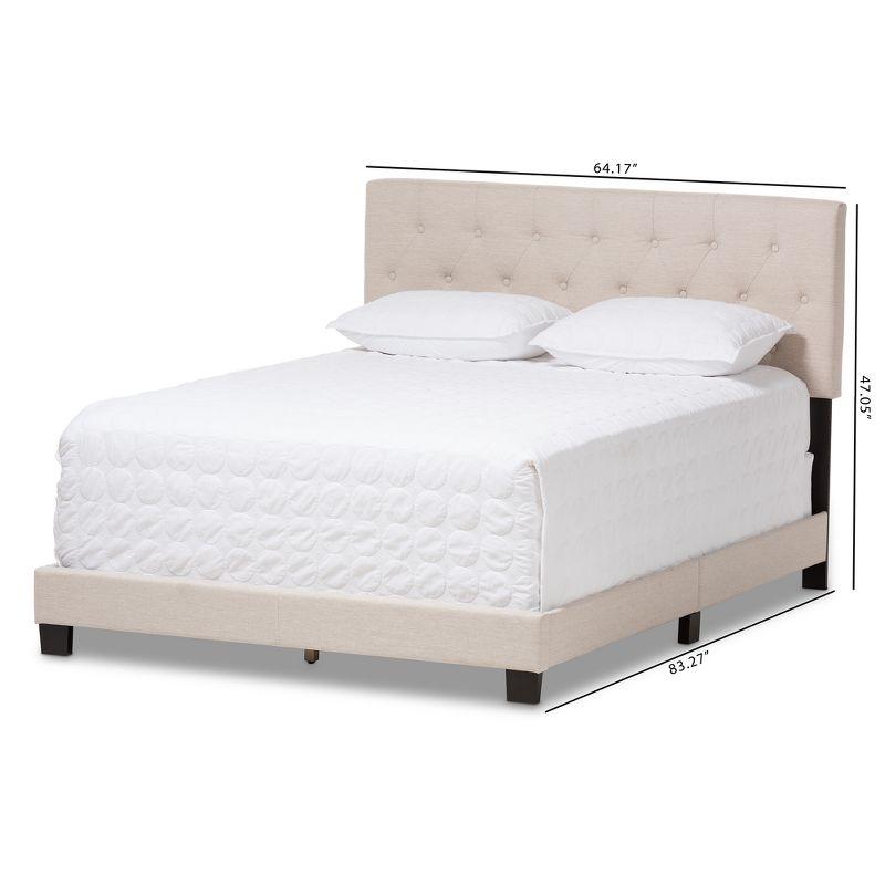Queen Cassandra Modern and Contemporary Fabric Upholstered Bed Light Beige - Baxton Studio: Elegant Rubberwood & MDF Frame, Polyester Fill