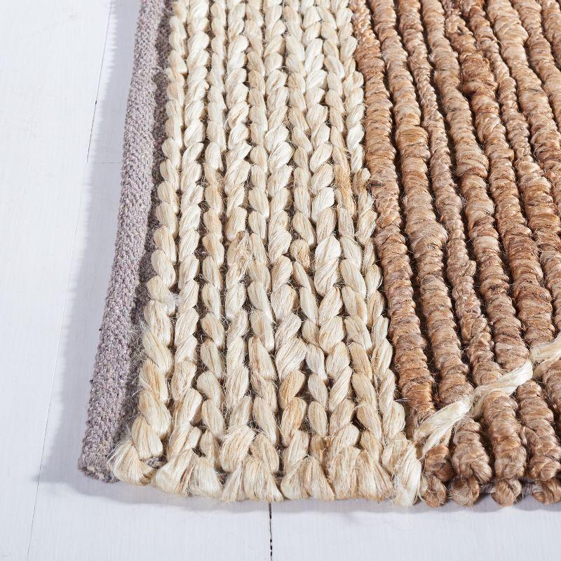 Handmade Ivory Geometric Braided Jute 6' Square Rug