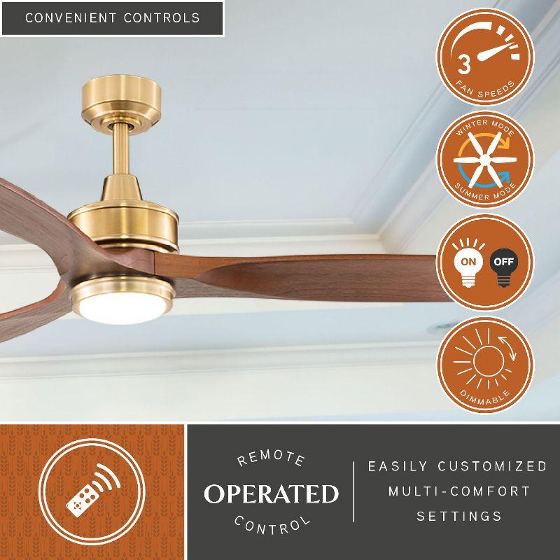 Wade Logan® Ballog 52 in. Matte Black and Brushed Silver Indoor Outdoor Rod Mount Industrial Ceiling Fan with Wooden Walnut Blades, Dimmable Integrated LED Light Kit and Remote Control Included, 3 Speeds