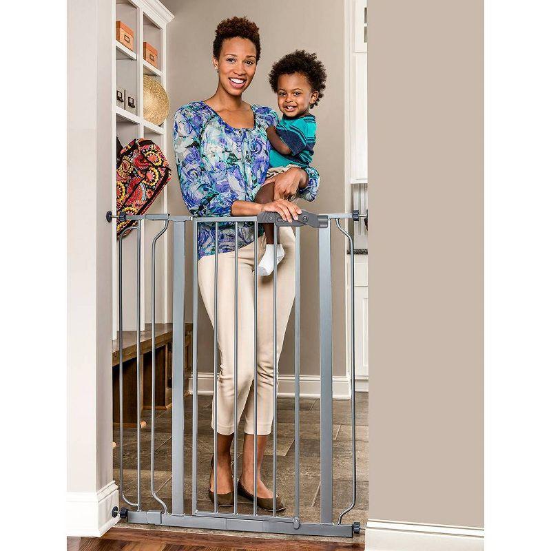 Regalo Extra Tall Easy Step Metal Walk Through Baby Gate - Platinum