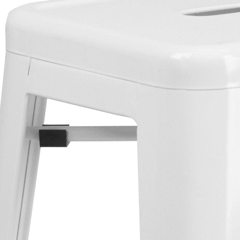 White 30" Backless Metal Indoor-Outdoor Stool