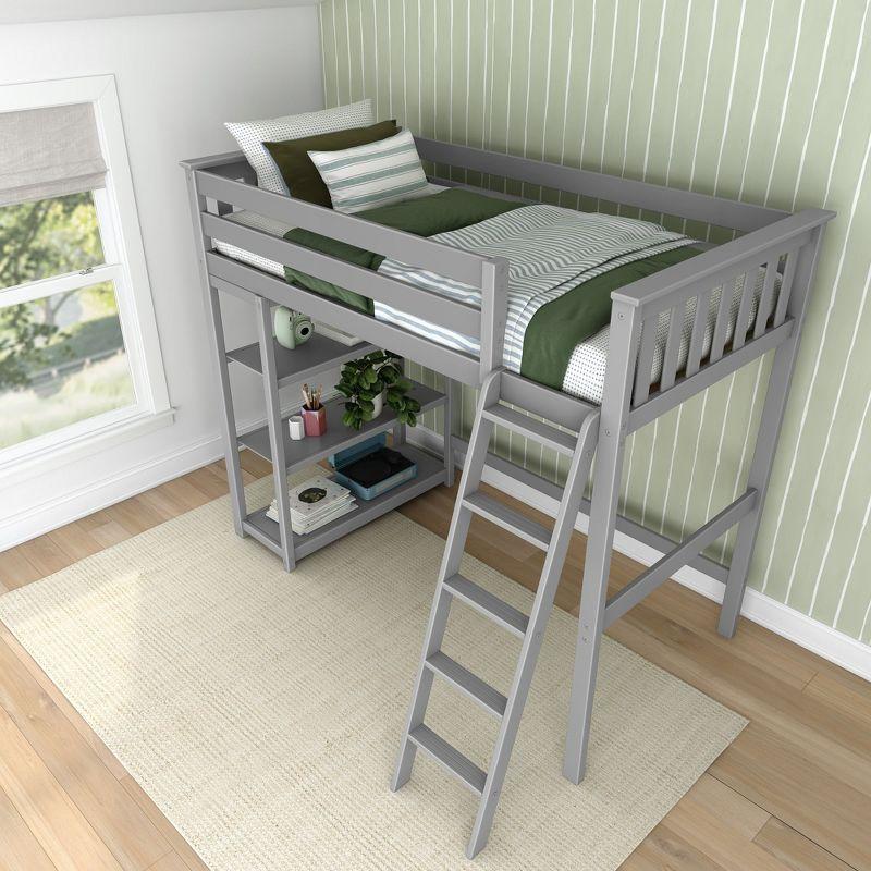 Max & Lily Twin-Size High Loft Bed with Bookcase