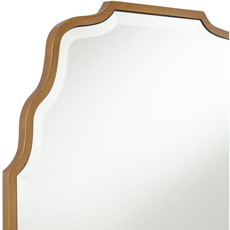 Noble Park Rectangular Vanity Decorative Wall Mirror Modern Beveled Waved Arched Lush Antique Gold Frame 26" Wide for Bathroom