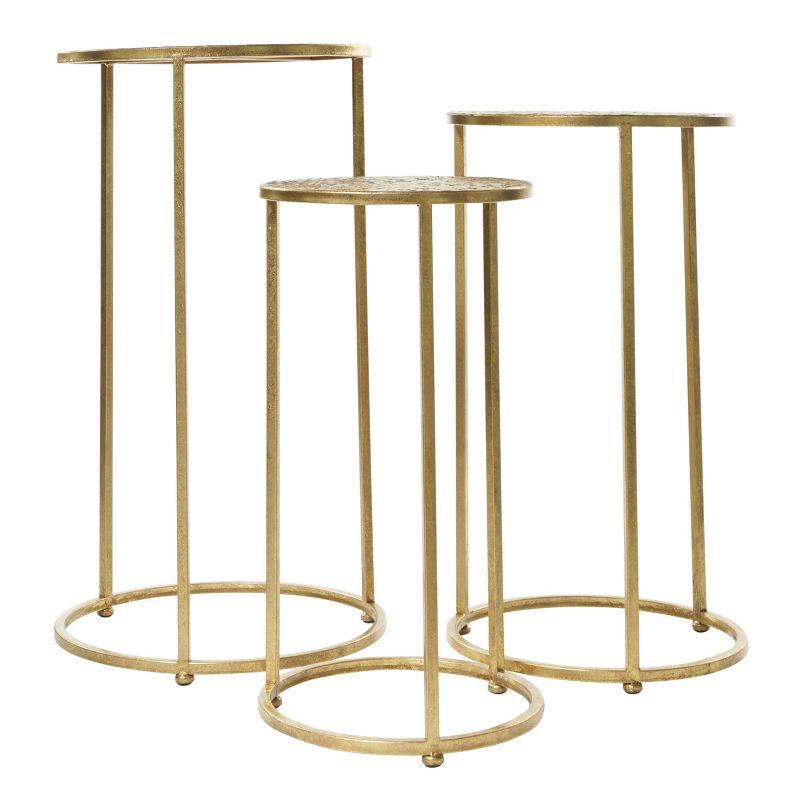 Gold Round Metal Glam Accent Table Set of 3