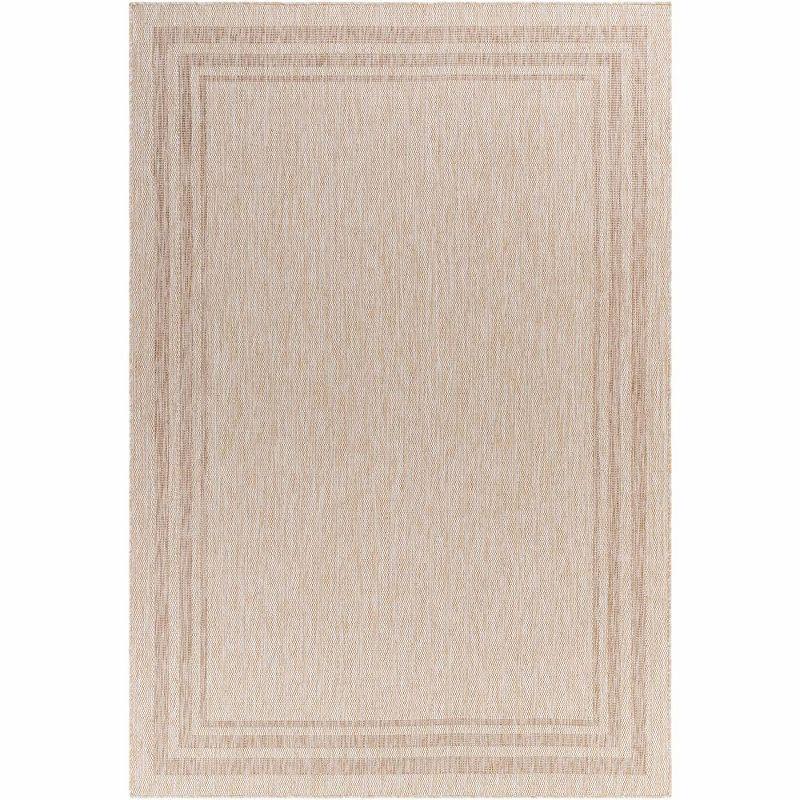 Ivory Rectangular Stain-Resistant Synthetic Area Rug 6'7" x 9'