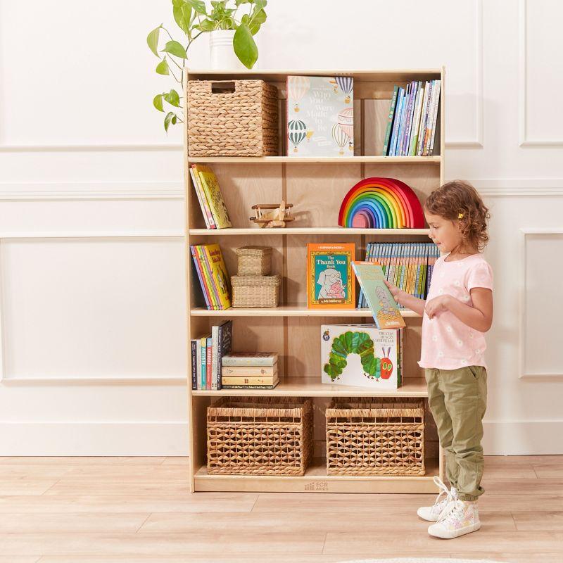 ECR4Kids Classic Bookcase, 60in, Adjustable Bookshelf, Natural