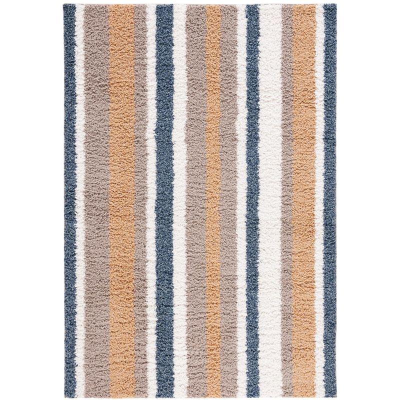 Highland Dunes Calico Shag Performance Striped Rug