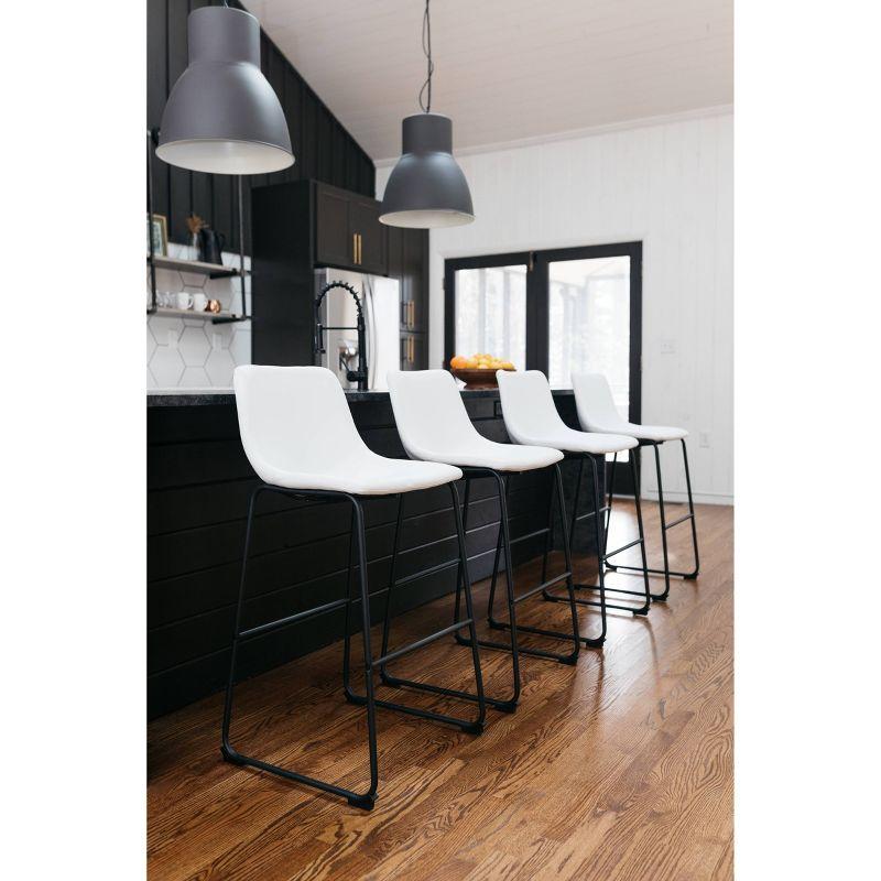 Centiar Pub Height Barstool White: Vintage Faux Leather, Metal Base - Signature Design by Ashley