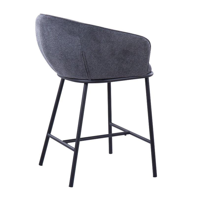 Set of 2 Ashland Counter Height Barstools Charcoal - LumiSource: Padded Seat, Black Metal Frame, Upholstered